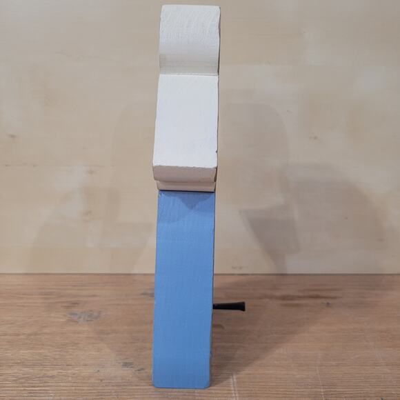 Vtg Handmade Wood Angel Stocking Holder Square Cut Nail Hand Painted Christmas - Picture 4 of 8